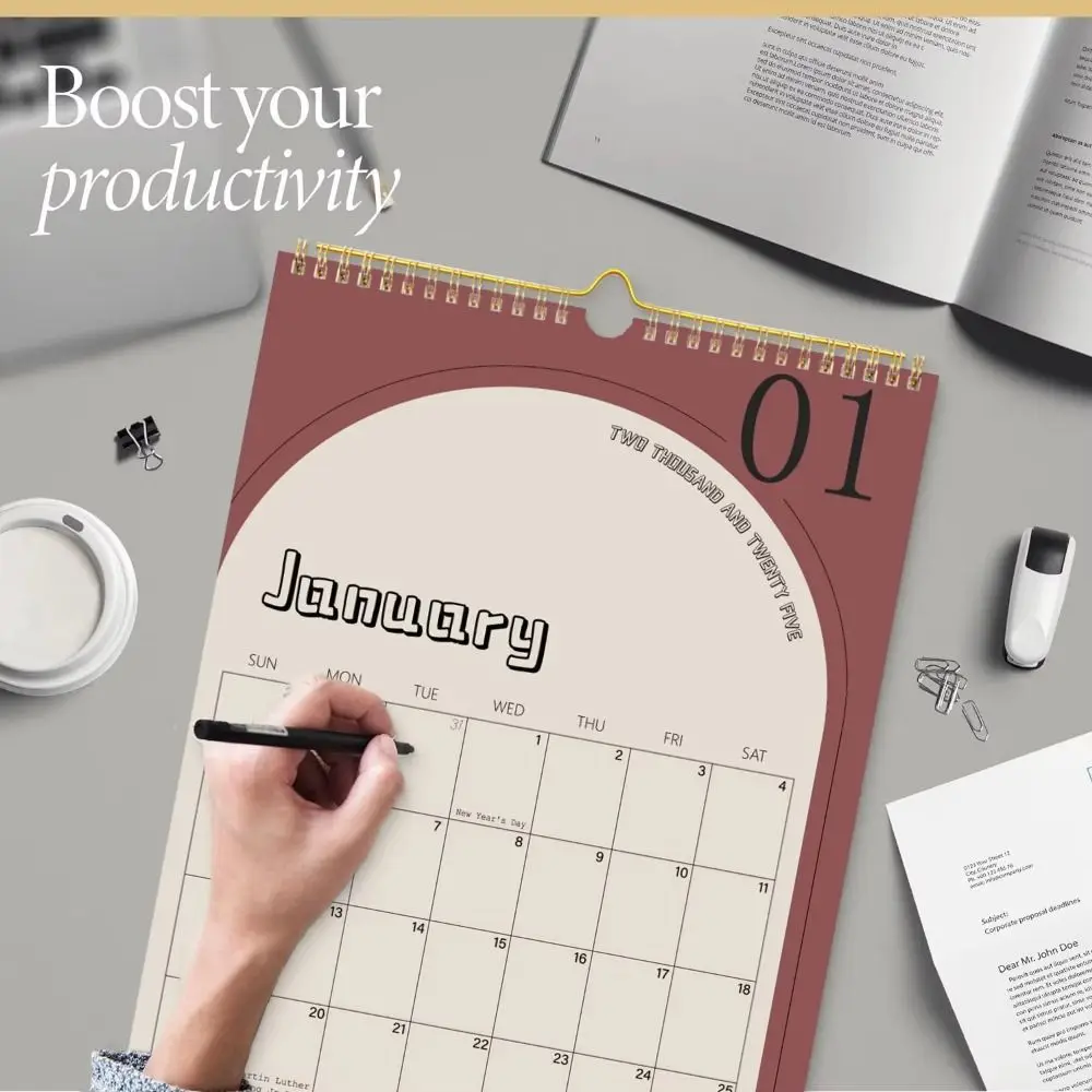 

Креативный настенный календарь на 2025 год, планировщик на английском языке на 18 месяцев, список дел, портативный ежемесячный настенный календарь