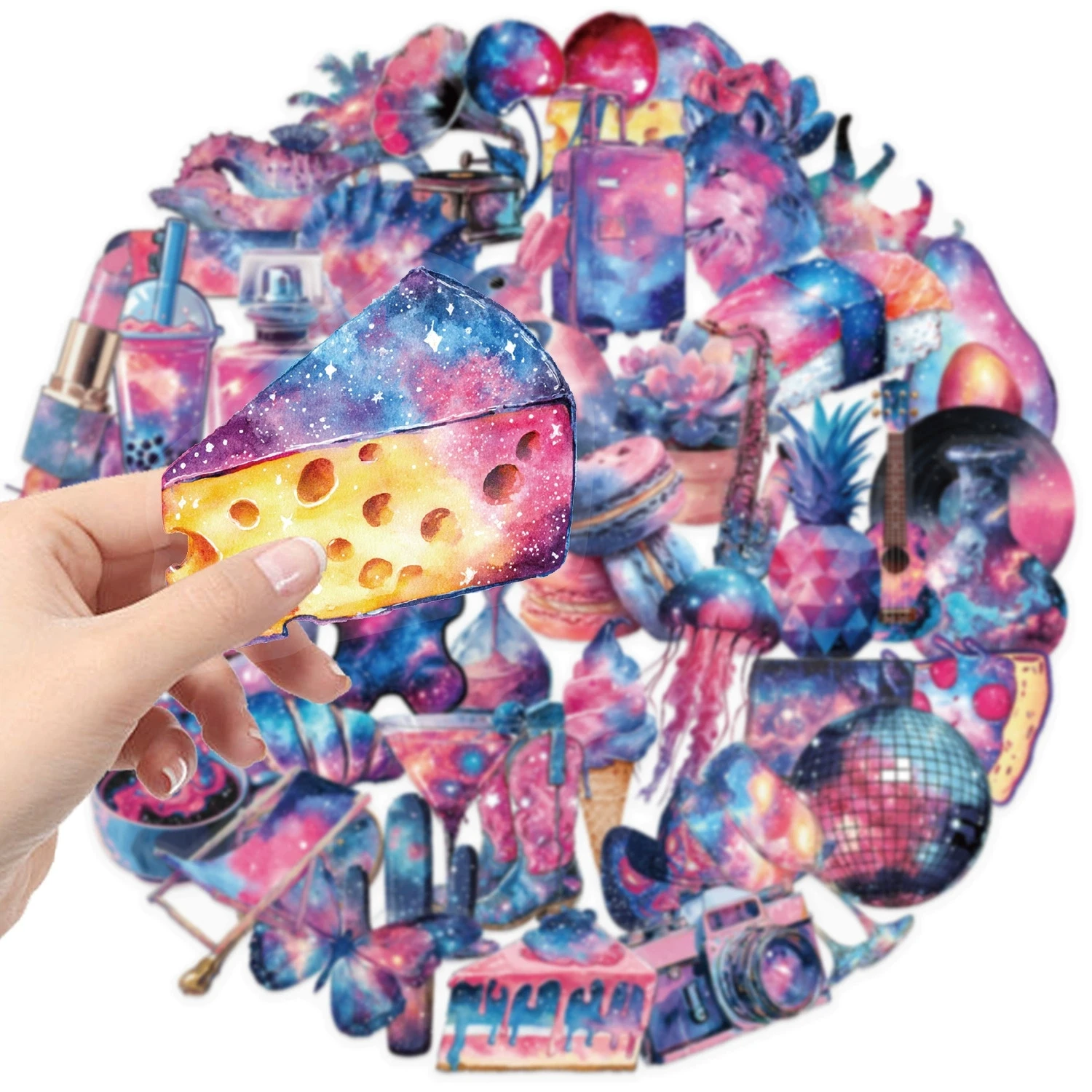 50/100PCS Cartoon Starry Sky Sticker Pack Waterproof Transparent PET Hand Account Decoration Guitar Notebook Stationery Stickers