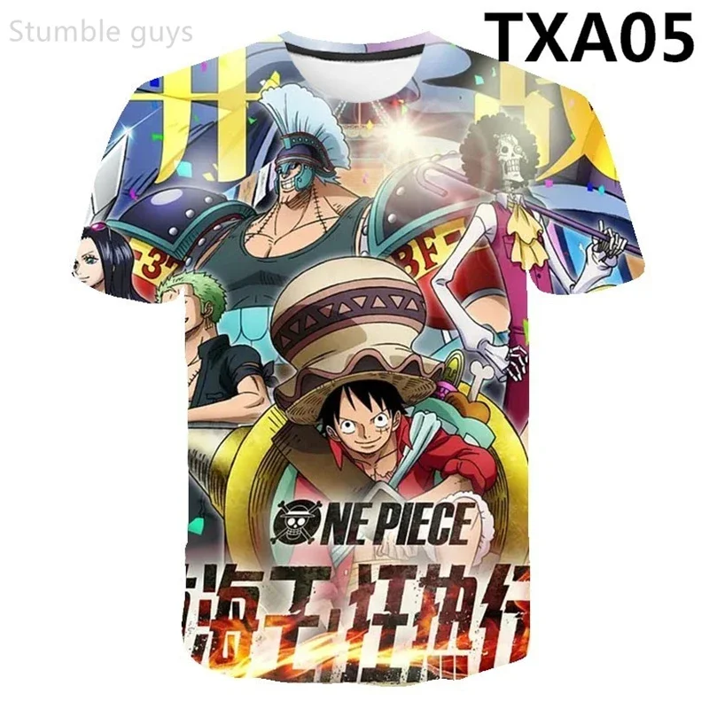 Kinder One Piece Anime T-Shirt Sommer Casual Luffy Kurzarm-Tops für Jungen Männer Atmungsaktives Jersey Schnell trocknend Tägliche Kleidung