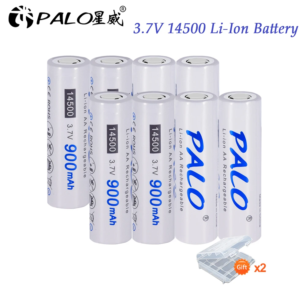 PALO 3.7V Li-ion 900mAh 14500 akumulator AA ogniwo litowe do latarki Led golarka mikrofon termometr latarka mysz