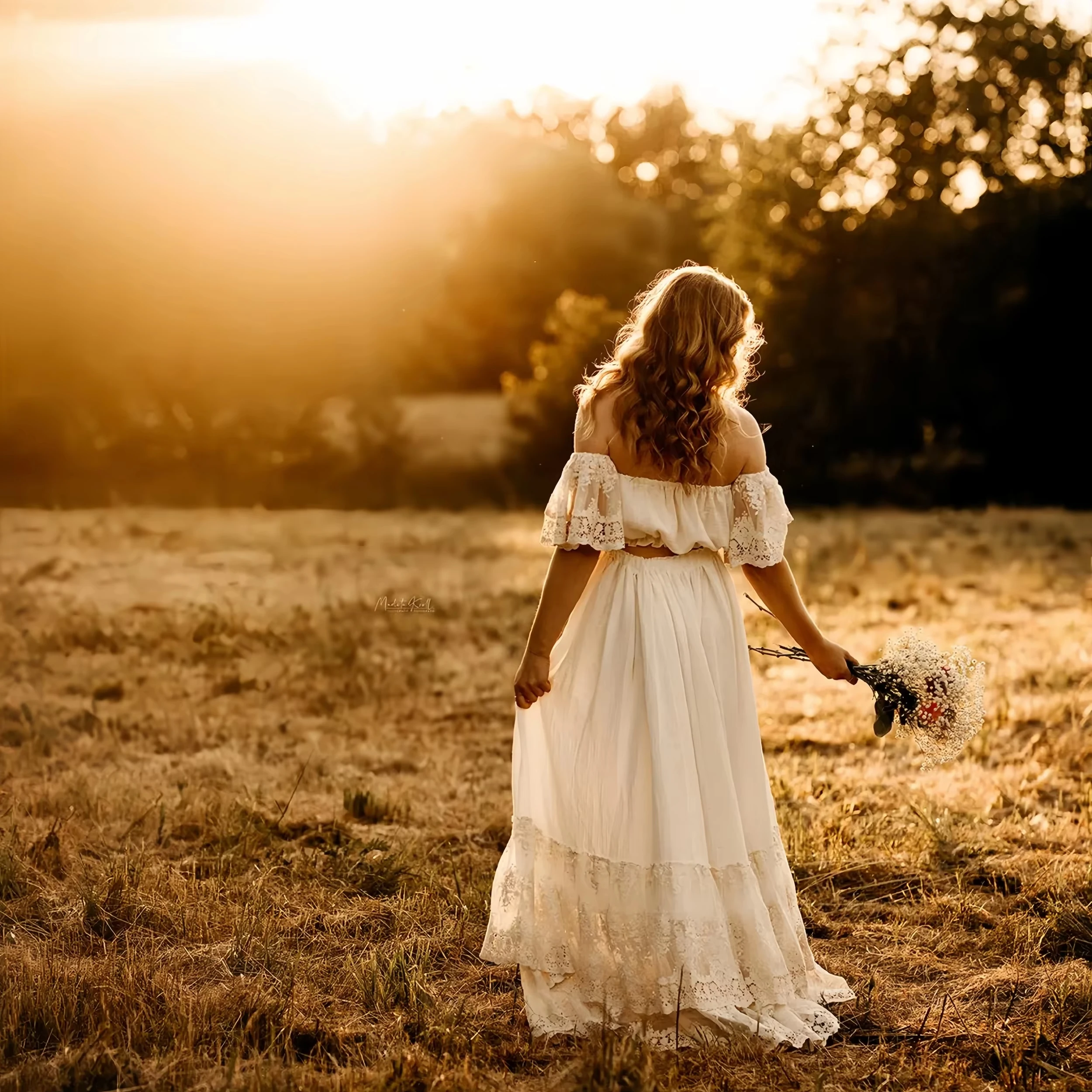 Boho-Spitzen-Umstandskleid, Fotoshooting, schulterfrei, für Schwangerschaft, Fotografie, Babyparty, schwangere Frauen, zweiteiliges Set