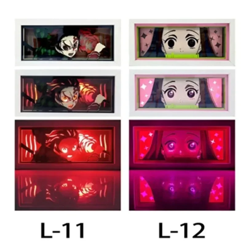 Caja de luz de pintura Demons Slayer, lámpara Led DE ACCIÓN DE Kimetsu No Yaiba, Tanjirou, figura de acción de Anime, decoración de lámpara de dormitorio para niños