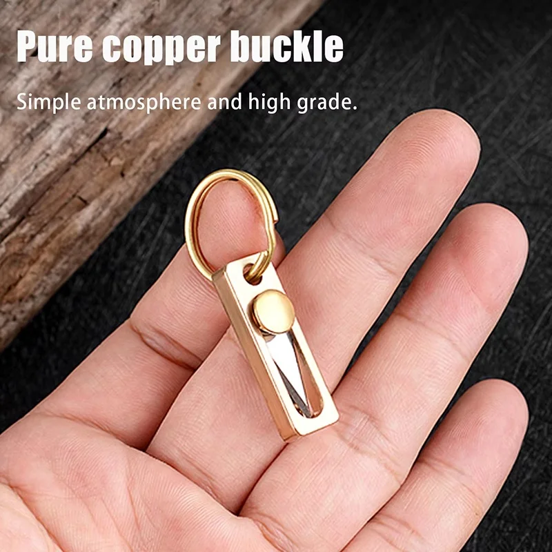 

Mini Brass Push Knife Outdoor Pocket Portable Knife Push EDC Keychain Utility Knife Carry-on Unpacking Tool For Camping Supplies