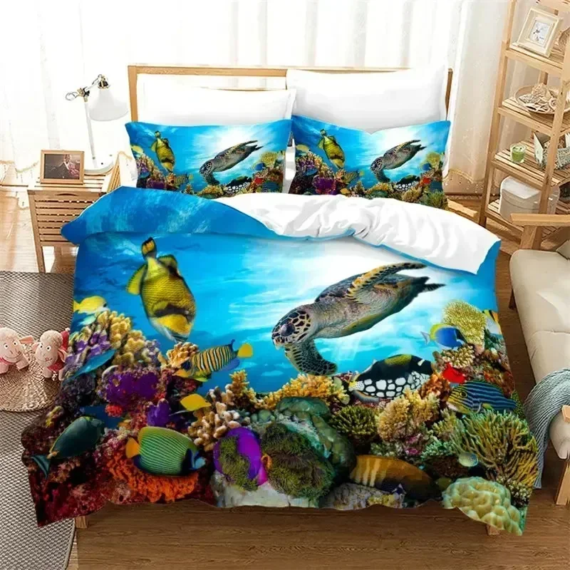 

Kids Top New Ocean Fish Duvet Cover Microfiber Marine Theme Bedding Set Sea Underwater World Quilt Cover Queen For Boys Girls
