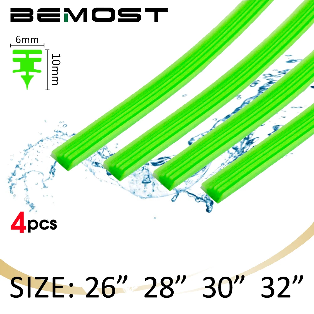 BEMOST 4pcs Green Car Wiper Blade Silica gel Silicon Refill Strips for Hybrid Type Wiper Blade 6mm 26\