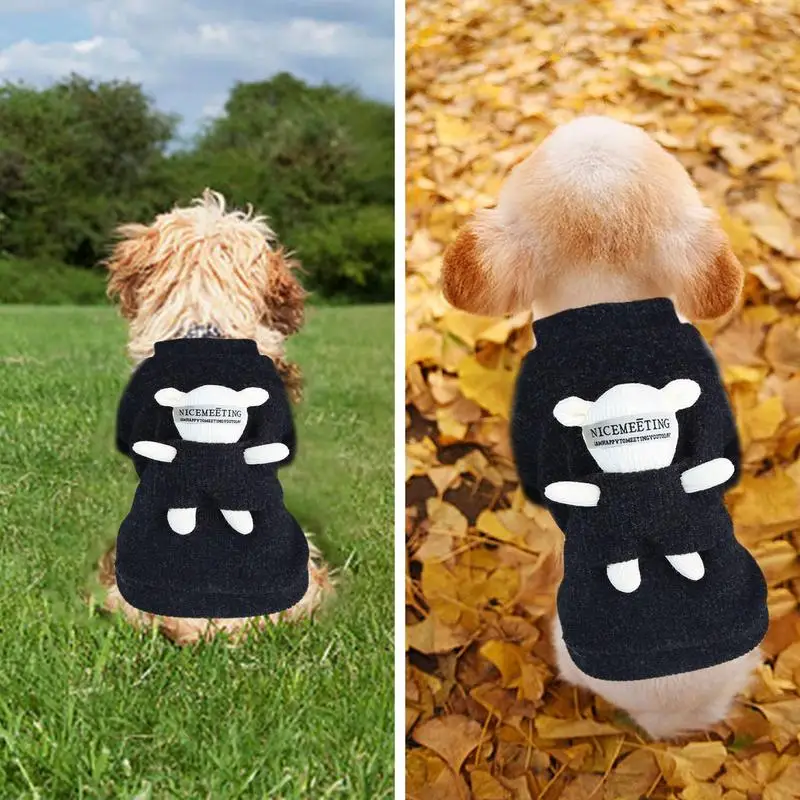 

Cute Dog Sweater With Bear Doll Warm Dog Coat Lovely Style Thicken Knitting Warm Pet Clothes For Photo Props