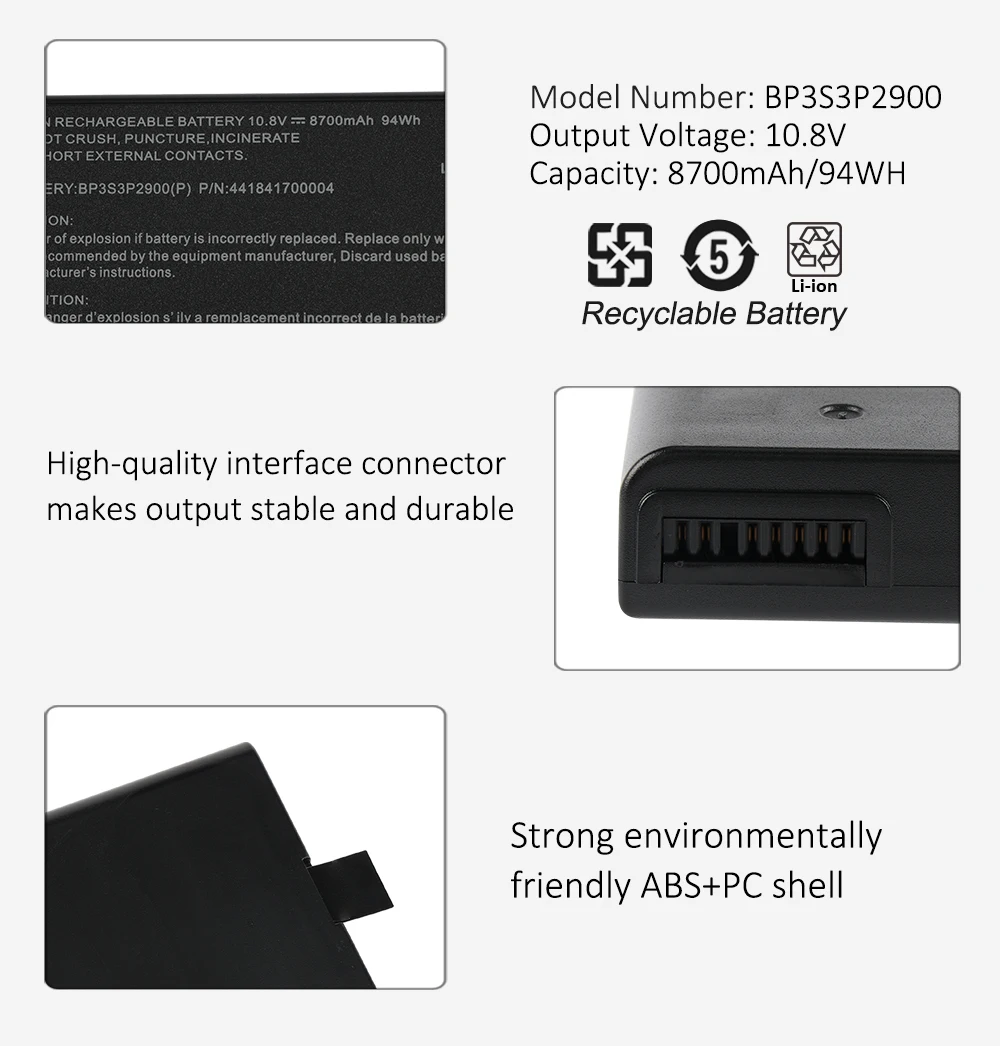 KingSener baterai Laptop, 10.8V 8700mAh Battery untuk Getac B300 B300X ((P) 4418144000490 3ICR19/66-3 BP3S3P3450-2