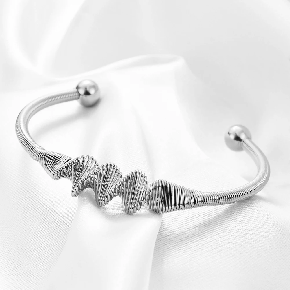 Fashion Stainless Steel Geometry Cuff Bracelet For Men Women Gold Silver Color Bangle Party Jewelry Accessories Wholesale image 5