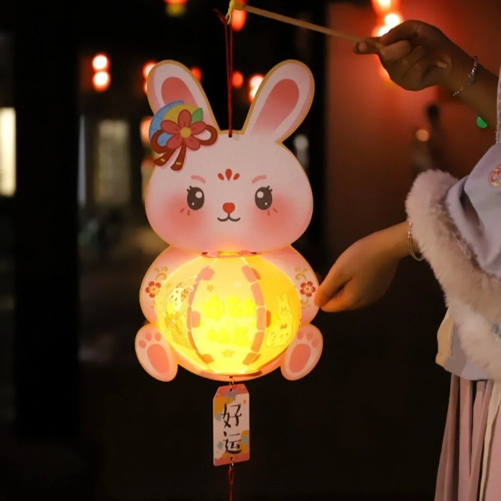 Hanging Rabbit Lantern Luminous Handmade Mid-Autumn Festival Lantern Three-dimensional Awakening Lion Handheld Luminous Lantern
