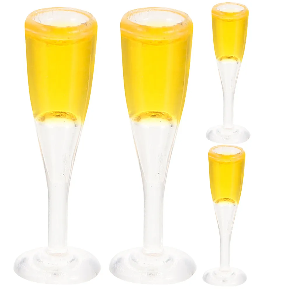 

4Pcs Wine Glasses Realistic Miniature Resin Mini Wine Cups for Dollhouse Accessories Micro Landscape Decoration