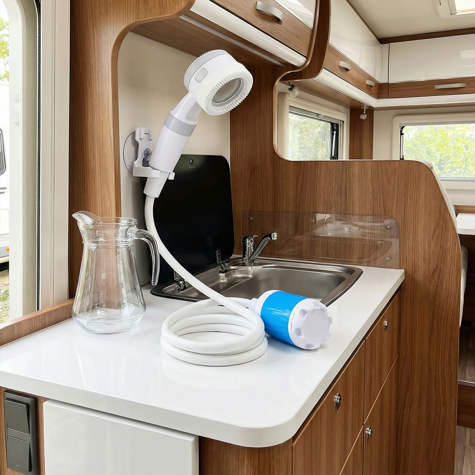 

Portable Camping Shower Pump with Rechargeable Battery Electric Shower Pump for Hiking Travel Car Washing & Pet Cleaning