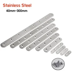 Stainless Steel Flat Straight Brace Bracket Mending Fixing Connection Plate For Furniture Repairing Corner Brackets 40mm-300mm