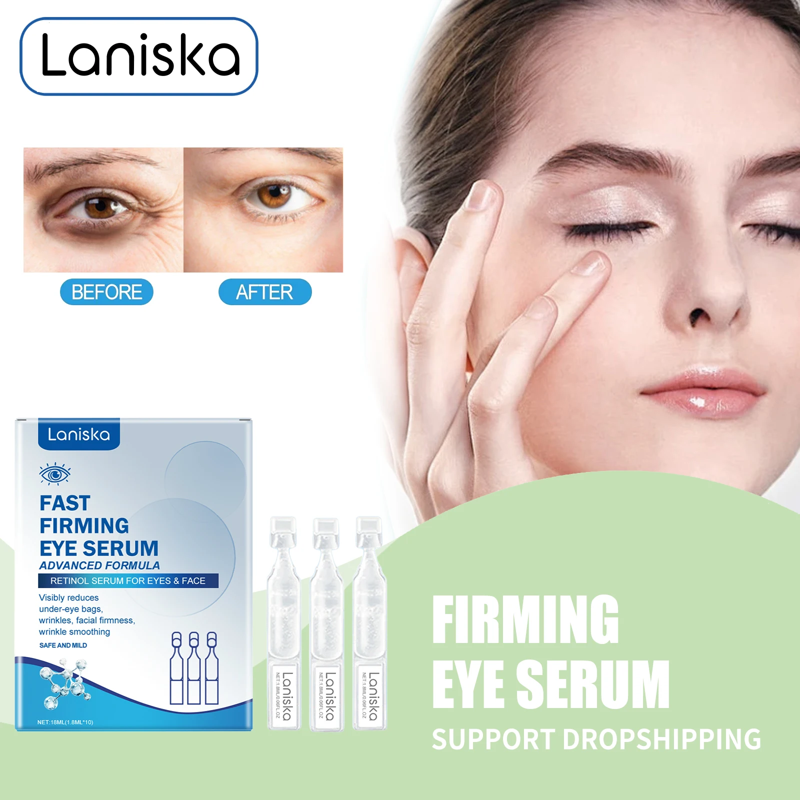 

Eye Tightening Essence Moisturize Skin Smooth Fine Line Improve Eye Puffiness Fade Black Eye Bag Remover Anti Dark Circles Serum