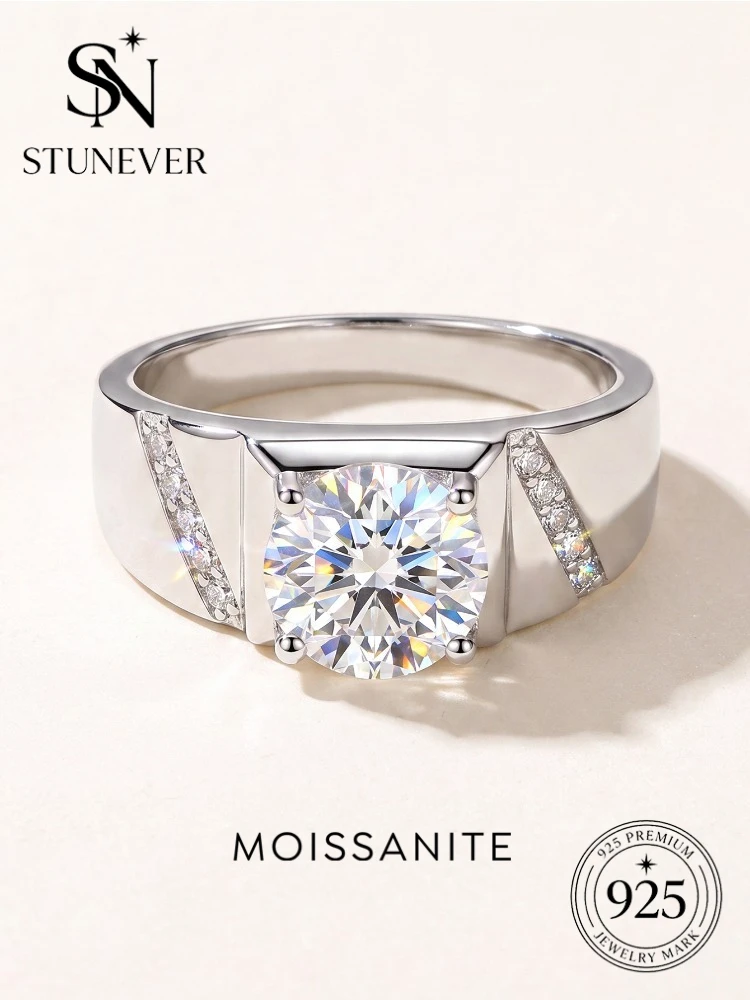 Gorgeous 1CT Real Moissanite Diamond Rings For Men 925 Sterling Silver Top Quality Sparkling Fashion Fine Jewelry