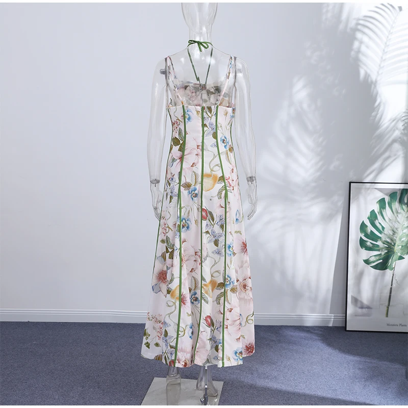 Printed Women's Maxi Dresses O-neck Big Swing Oversized Dress Irregular Hem Dresses Bohemian Female Robes Loose Partywear New