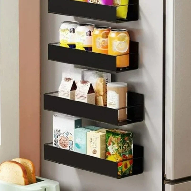 

1pc Magnetic storage rack, no need for punching, magnetic refrigerator storage rack, wall mounted storage rack on the side