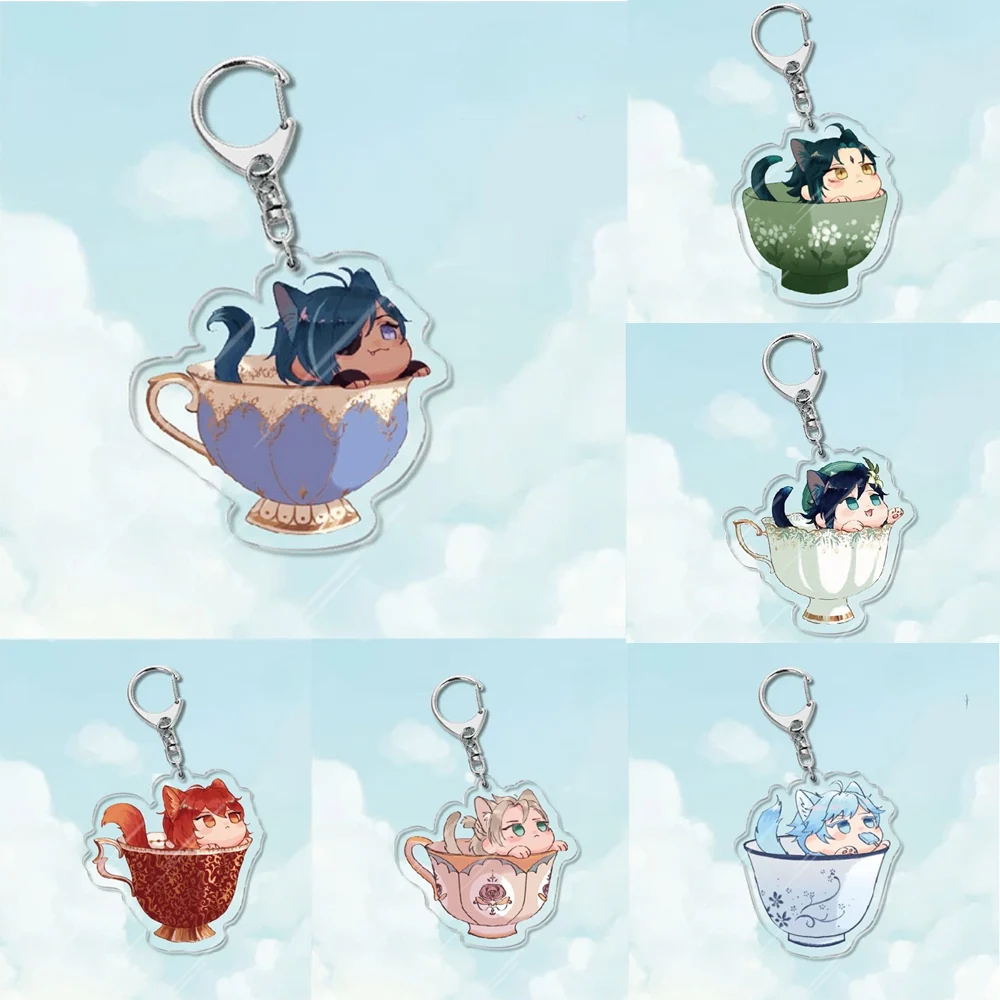 Yuan Shen Impacting Acrylic Keychain Keqing Ganyu Hu Tao Xiao Venti Pendant Car Accessories Gifts Cosplay Jewelry Pendant