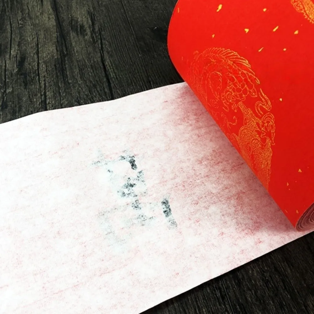 Couplet Blamk Wannianhong épais de 20m, papier couplet peint en or rouge, Long rouleau d'encre, pinceau d'écriture, papier de calligraphie