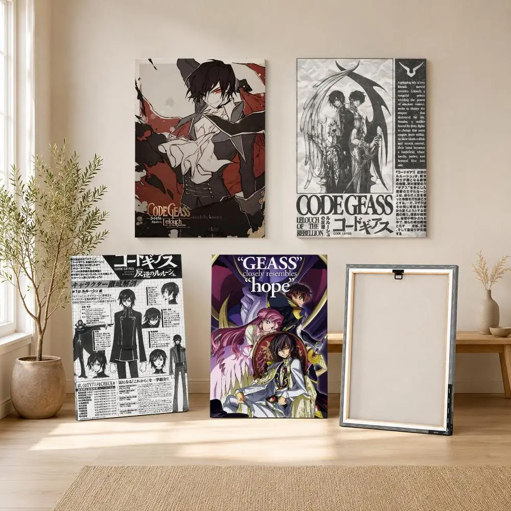 C-Code Geass Cartoon Japan Painting Calligraphy Wood Framed Canvas Poster HD Wall Art For Bedroom Hallway Bar Office Home Decor