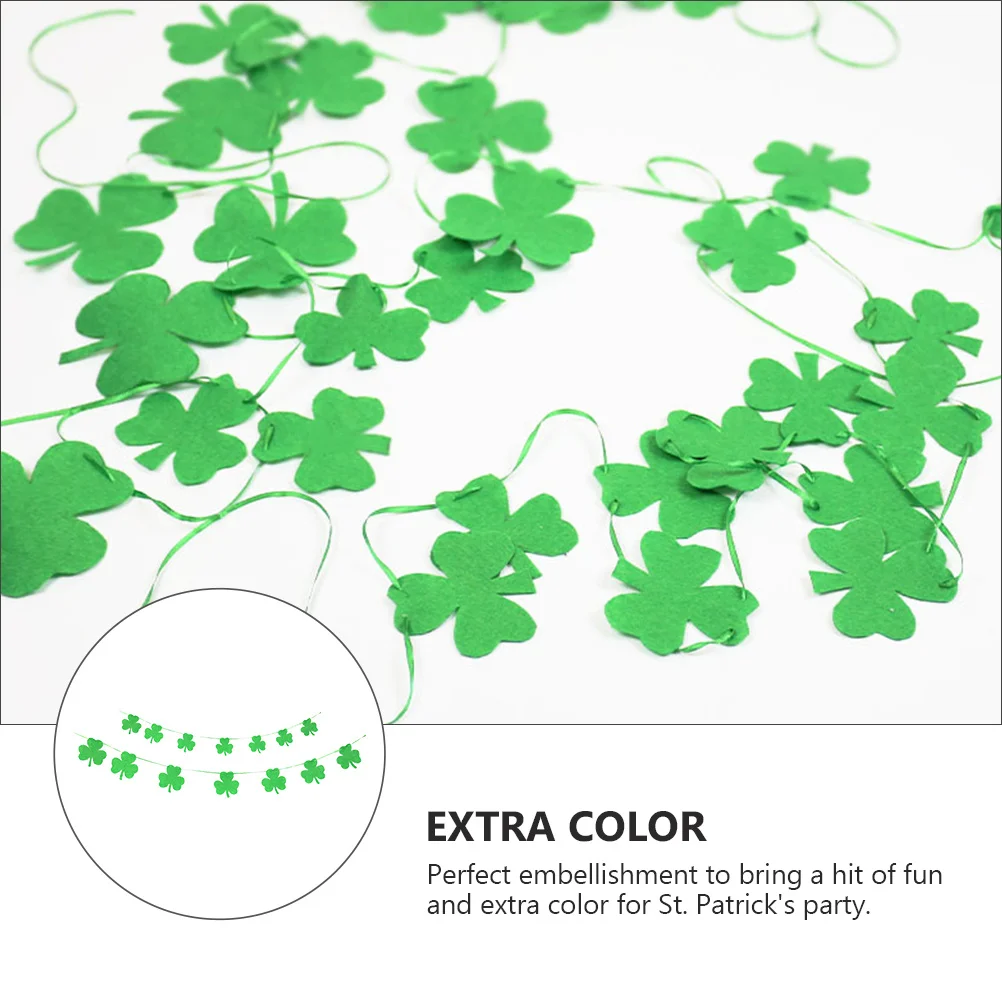 

2Pcs St Patrick Party Banner Four-Leaved Clover Pull Flag 3m Long 3m Short Saint Patrick Party Hanging Decor