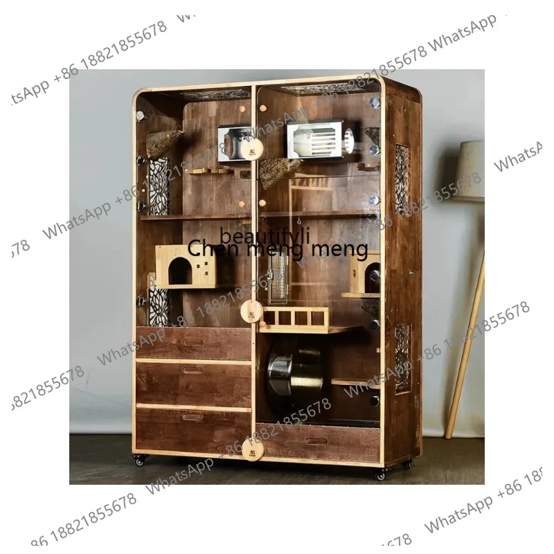 new Zq-Solid Wood Household Ice Mat, Cooling Pet Cabinet, Oversized Villa with Air Conditioner