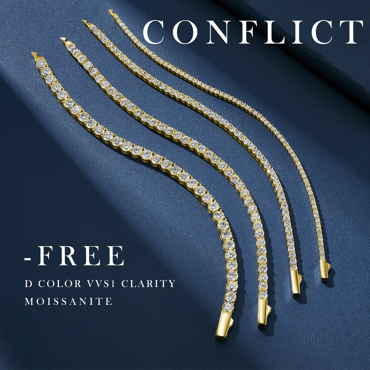 

Теннисные браслеты с муассанитом 2–5 мм, унисекс, позолота 18 карат, стерлинговое серебро S925, сверкающее элегантность для повседневных и официальных мероприятий