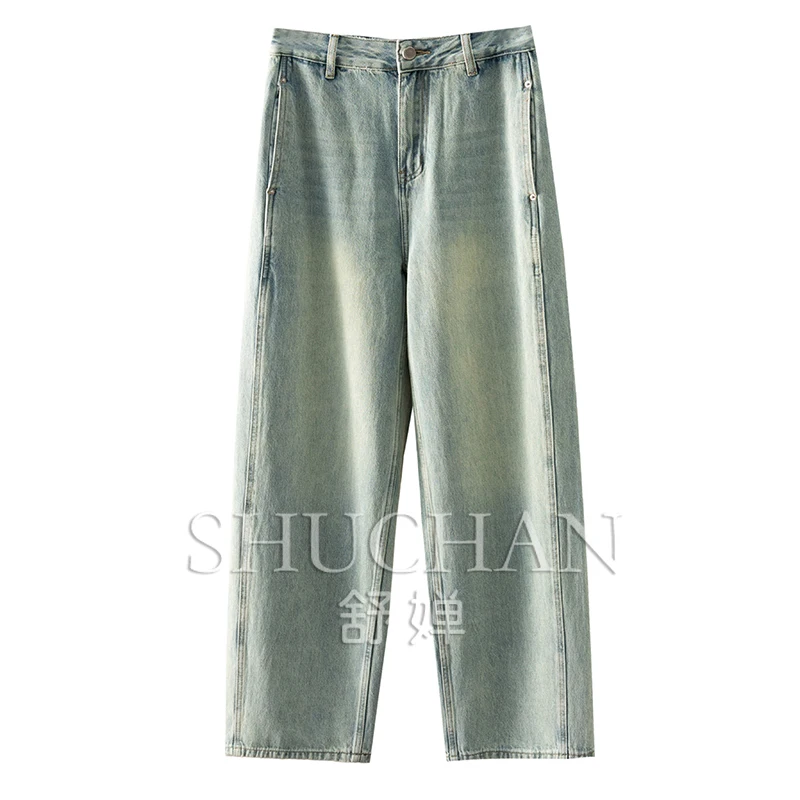 

2024 Early Autumn High Waist 100% Cotton Denim Pants Women Pantalon Pour Femme Jeans Women streetwear