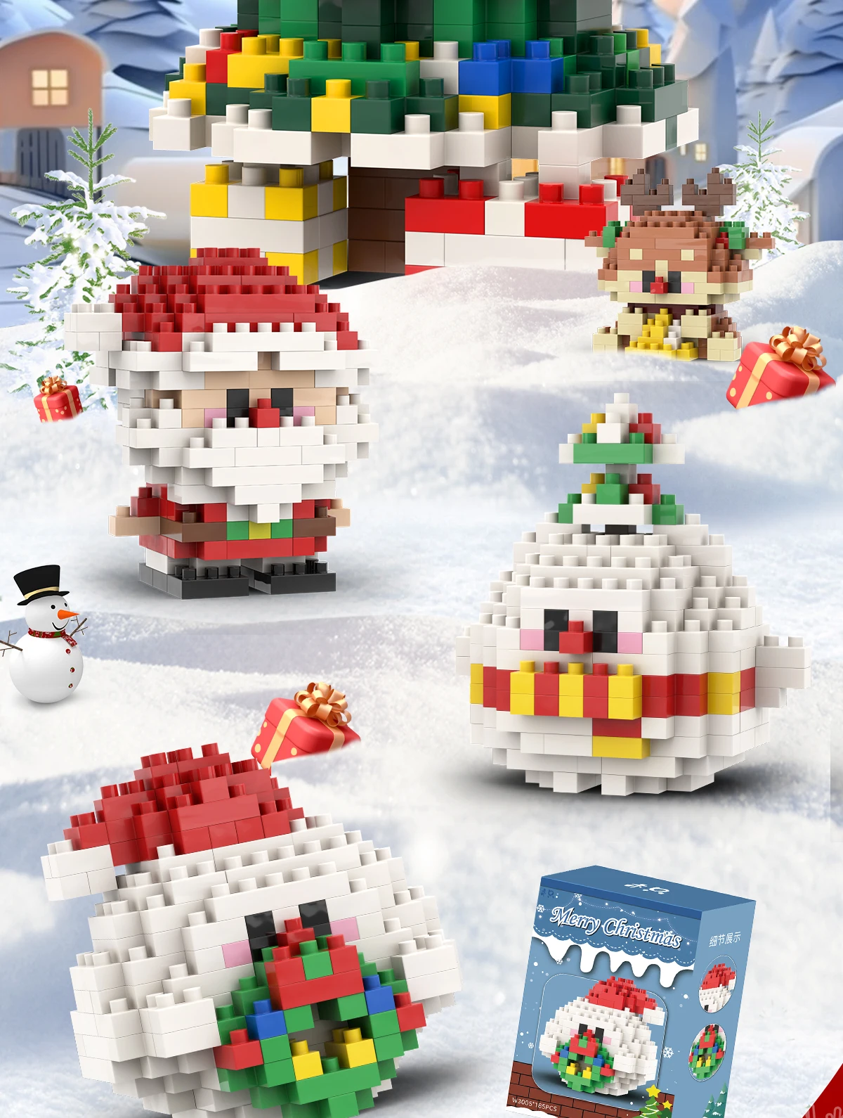 Weihnachten Geschenke Baustein Serie Santa Claus Rentier Puzzle Montage Ziegel Tisch Dekoration Spielzeug für Kind Weihnachten Geschenk – Detail 2