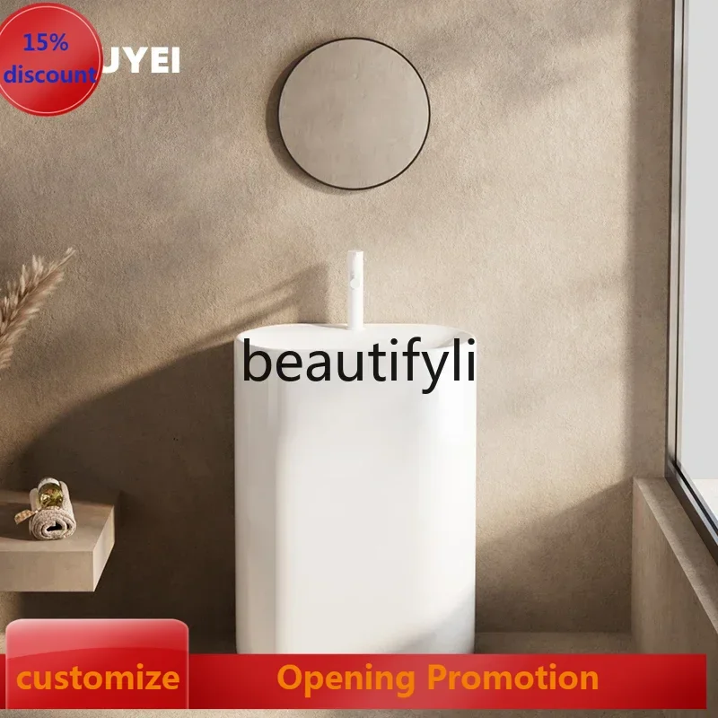 ss8350 ss 25Ceramic floor-to-ceiling washbasin hotel column-type washbasin balcony, small apartment washbasin