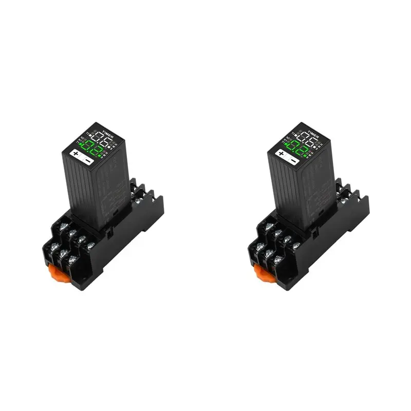 

Premium-2X H3Y-4 AC220V Liquid Crystal Time Relay Dual Time With Base Small Digital Display Cycle Time Control Delayer