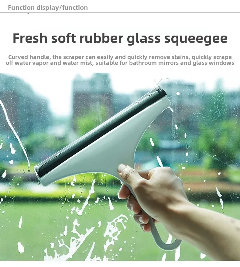 Dual-Sided Glass Squeegee for Window Cleaning, Streak-Free Wiper& Rubber Blade, Professional Cleaning Tool Home Car Shower