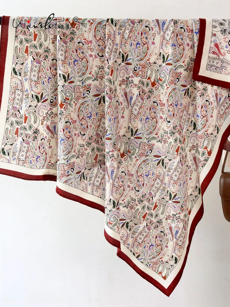 

Winsleter-Women 30%Silk 70%Wool Elegant Scarf, 110*110CM Paisley Print, Mom Gift Retro Warm Shawl Scarves, 2025 Autumn A5N249CC