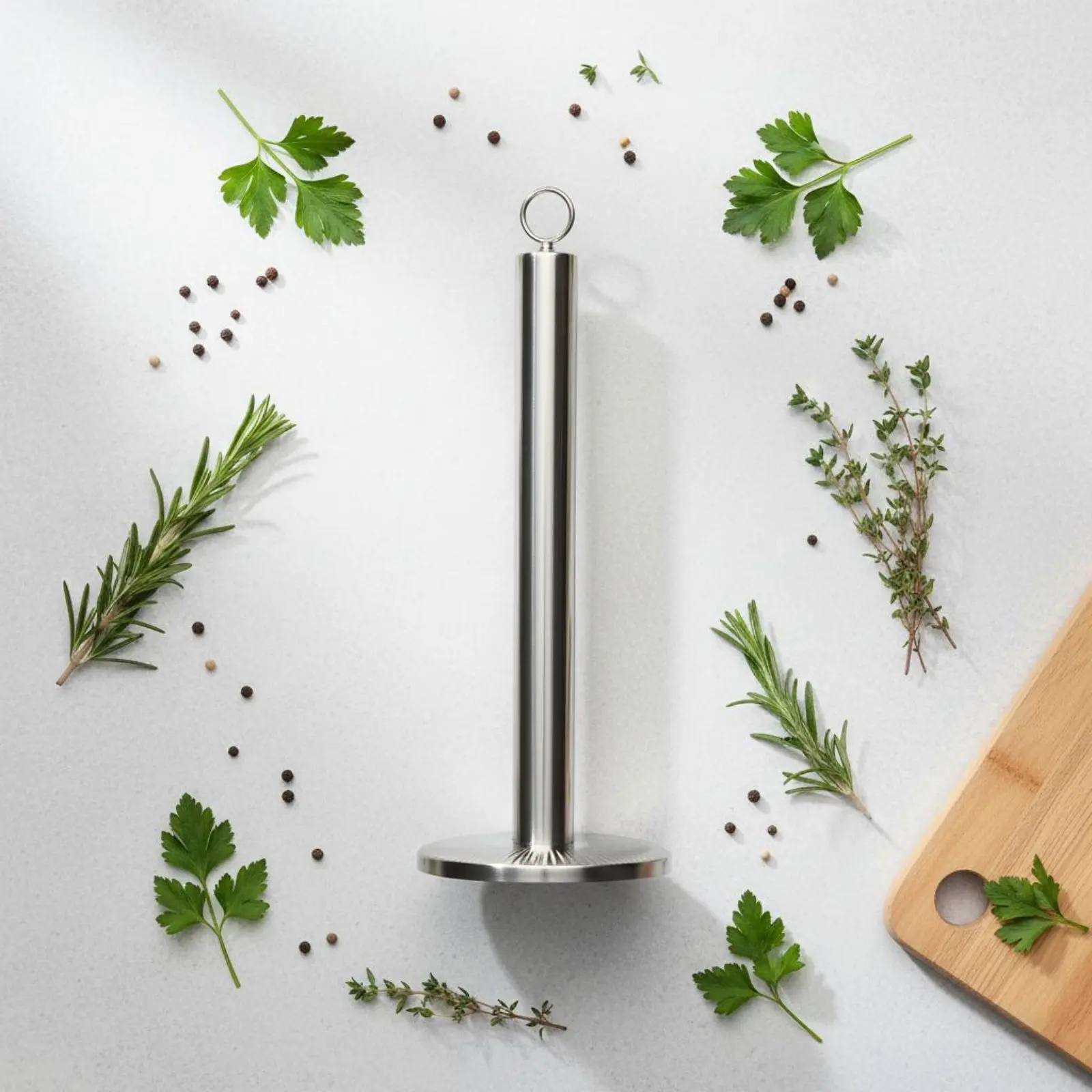 Stainless Steel Paper Towel Stand Mirror Polished Upright Paper Towel Rack Freestanding Kitchen Roll Holder Modern Design
