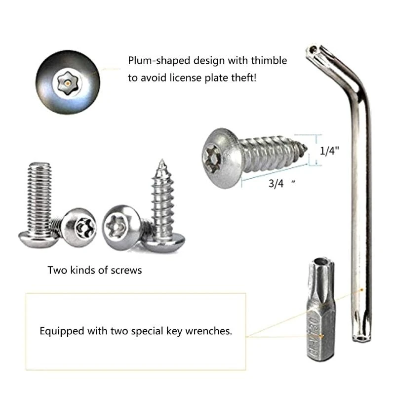 N5KD Anti Theft License Plate Screws License Plate Security Screws Fastening Frame