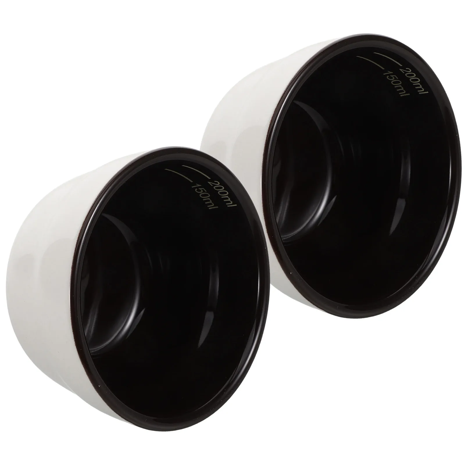 2Pcs Coffee Cupping Bowls Ceramic Sca Standard 150Ml 200Ml Dual Graduation Black Inner White Outer Espresso Dosing Measuring