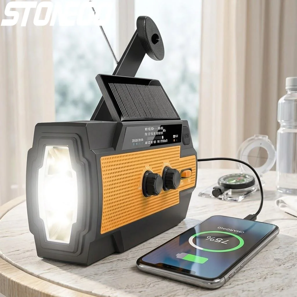 

Portable Solar Hand Crank Radio 4000mAh AM FM NOAA Weather Alert Flashlight Phone Charger SOS Alarm