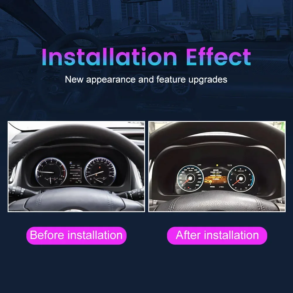 Cluster Dashboard For Toyota Highlander 2015-2020 Speedometer Digital LCD Instrument Panel Latest Tachometer 12.3 Inch