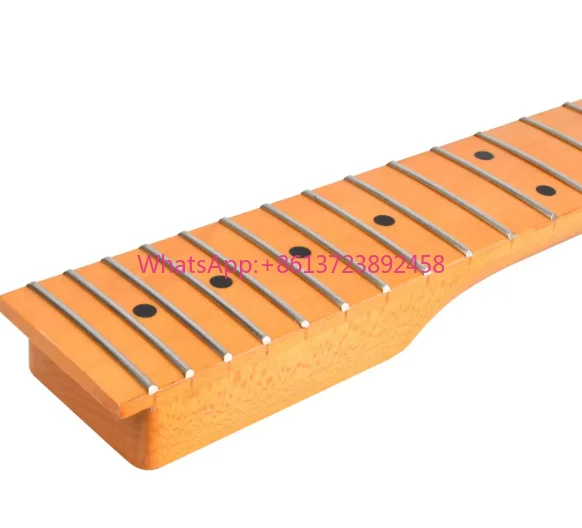 [bright Yellow] 22-fret Electric Guitar Neck Canadian Maple Fingerboard Back Center Line