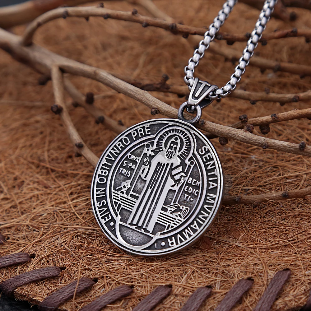 Fashion Vintage San Benito Exorcist Pendant Punk Stainless Steel Christian Jesus Necklace Men Women Amulet Jewelry Wholesale