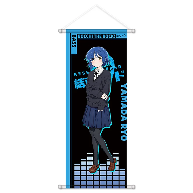 VIKAMA Blue Black School Girl Anime Wall Scroll Tapestry Cool Student Art Fabric Poster for Bedroom Dorm Room Decor Gift