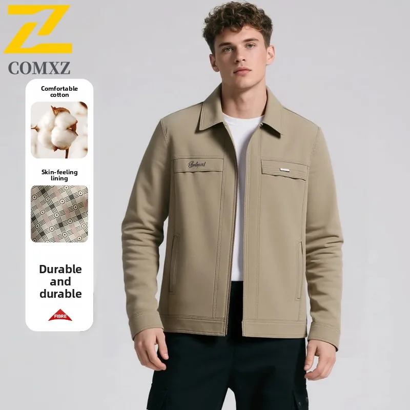 2025 New Autumn Brand Jacket Men's Classic Luxury Cotton Breathable Turn-down Collar Jacket Men Casual Business Solid Color Coat
