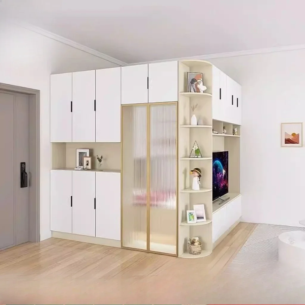 public housing TV cabinet, integrated with shoe cabinet, small apartment partition, bed tatami bed cabinet combination