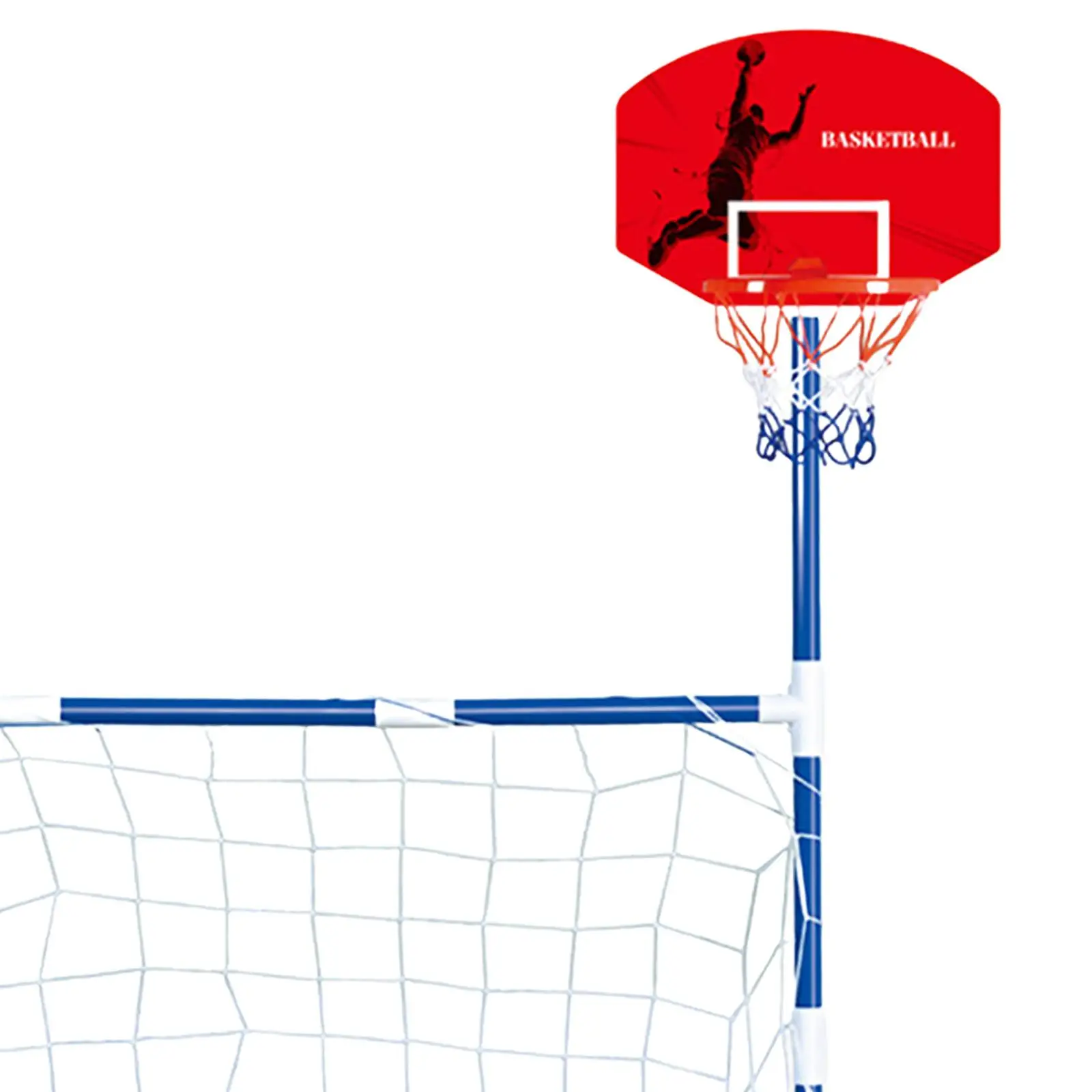 子供用サッカーゴールネット付きバスケットボールフープ、屋外庭の遊び場用2 in 1サッカーゴールバスケットボールスタンド