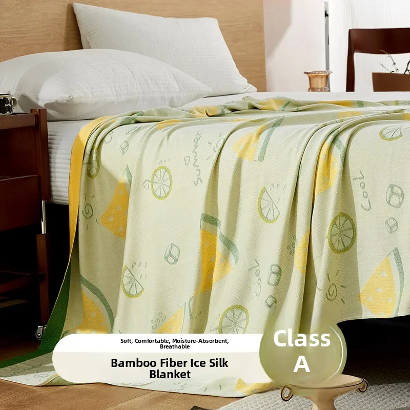 

Cooling Bamboo Fiber Blanket Ice Silk Afternoon Nap Blanket Air Conditioning Single Sofa Cover Blanket Cartoon Design