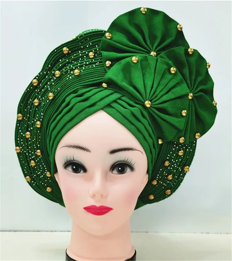 Caps for Women Auto Gele Headtie Already Made 2022 Aso Oke Turban Femme Musulman Fashion Bonnets African Head Wraps High Quality