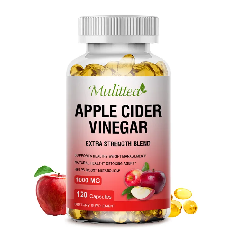 Mulittea 3X Fat Burner Apple Cider Vinegar Capsules Natural Digestion for Metabolism Detox Support Body Sculpting Flat Belly