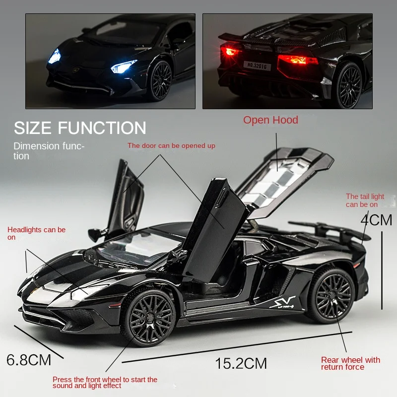 2024 Lambo Sports Car Alloy Car Model 1:32 children\'s Boy Toy simulazione Car Model Ornaments