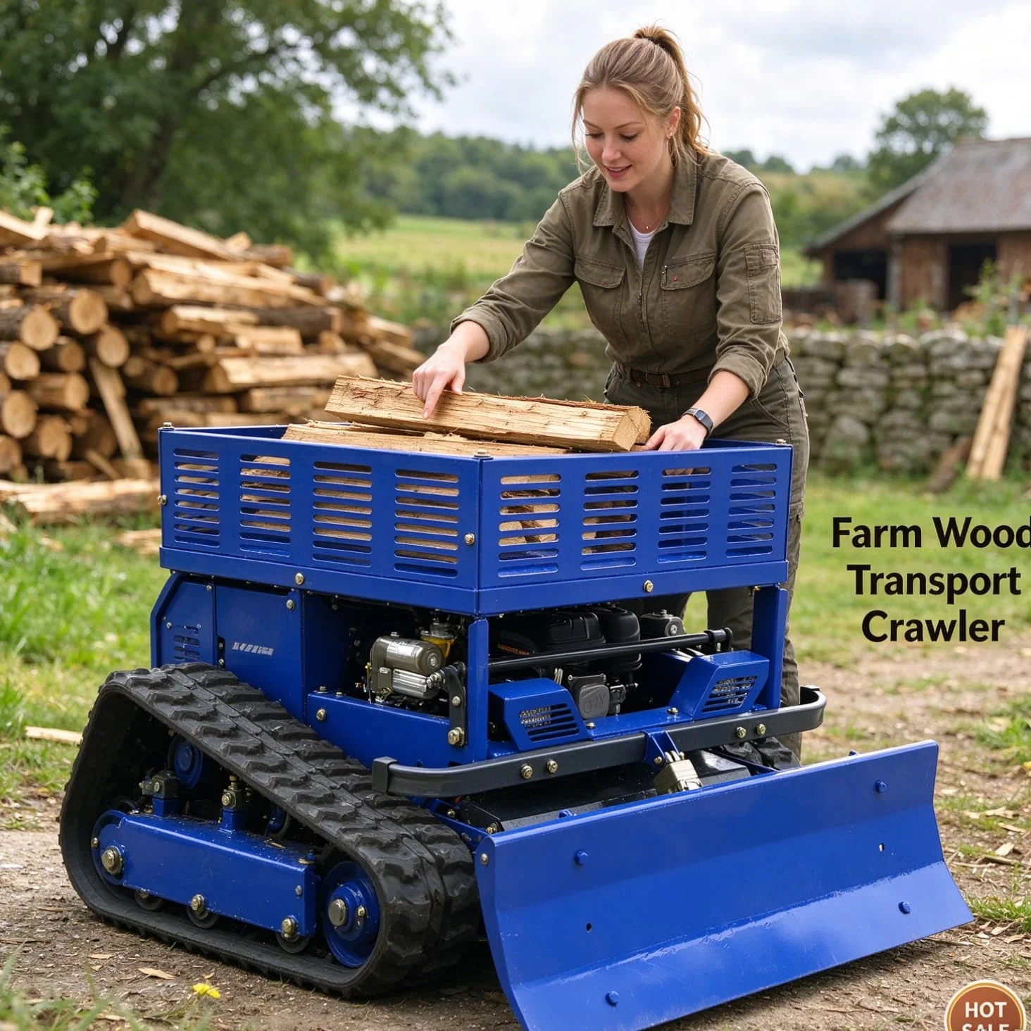 Customized remote mower for roadside green belt, self-propelled flail mower with flail mower with storage rack robot mower