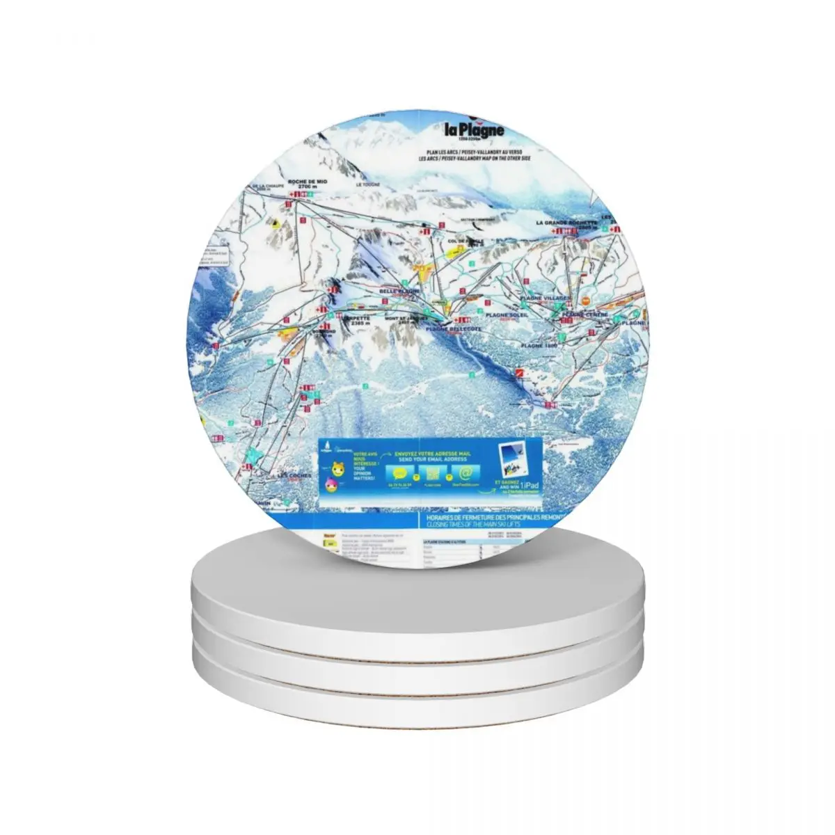 

La Plagne Ski Area Map Ceramic Coasters (Set of 4) personalize for coffee cups pot Coasters