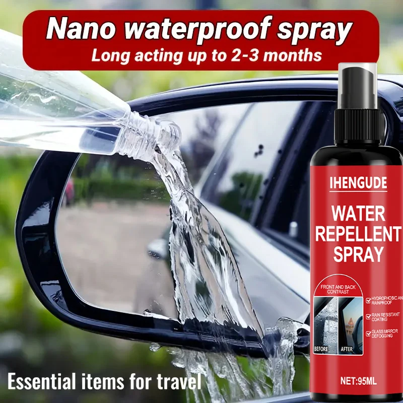 Spray Impermeabilizante para Vidrios de Auto, Revestimiento Antilluvia, Repelente de Agua Hidrofóbico, Kit de Revestimiento de Cera Impermeabilizante para Espejos y Parabrisas, Revestimiento Hidrofóbico Antivaho y Antilluvia, Apto para Ventanas de Auto, Limpiaparabrisas y Vidrios de Baño, Ideal para Uso en el Hogar y Viajes